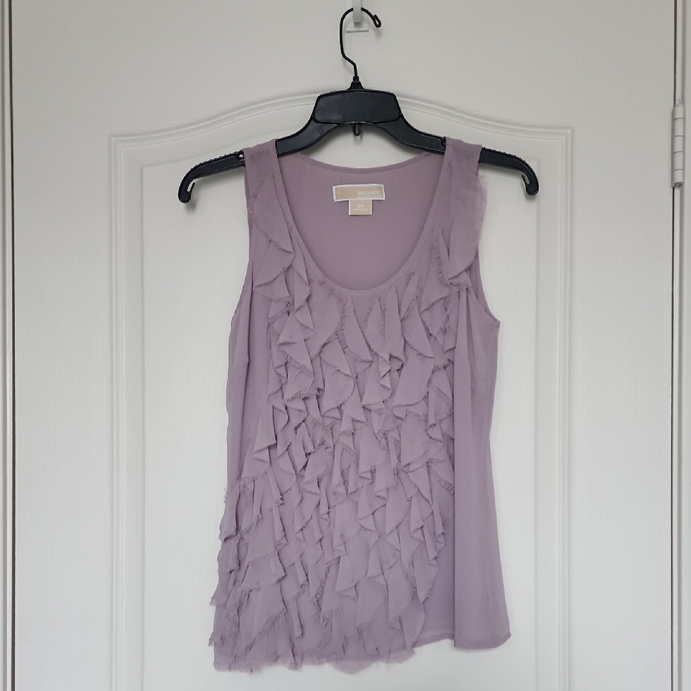 Michael Kors Lilac Ruffle Tank Top